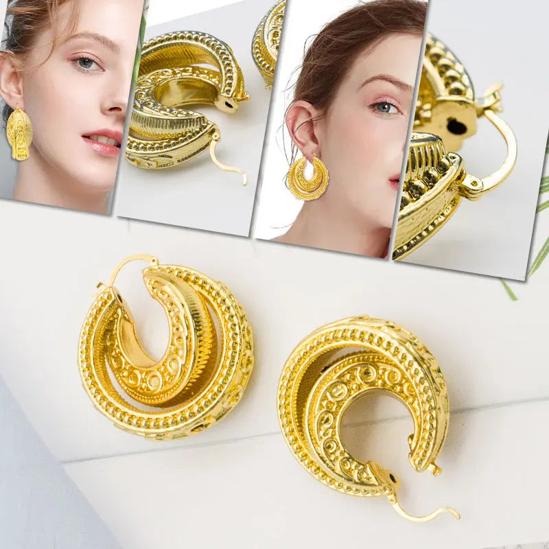 Irregular Bohemian Hoop Earrings Vintage African Dubai Drop Bride Jewelry
