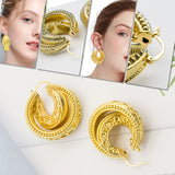 Irregular Bohemian Hoop Earrings Vintage African Dubai Drop Bride Jewelry