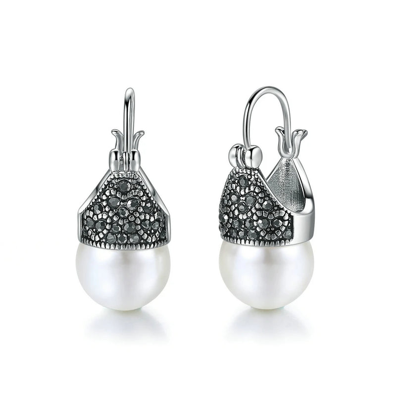 Imitation Pearl Hoop Earrings Retro Ear Drops Jewelry