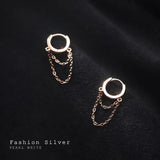 Sterling Silver Geometric Double Layer Hoop Earrings