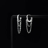 Sterling Silver Geometric Double Layer Hoop Earrings