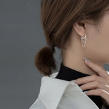 Sterling Silver Geometric Double Layer Hoop Earrings