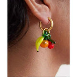 Cherry Banana Hoops Dangle Drop Earrings Geometric Stylish