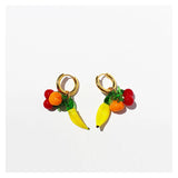 Cherry Banana Hoops Dangle Drop Earrings Geometric Stylish