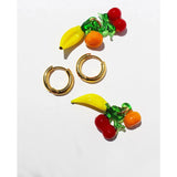 Cherry Banana Hoops Dangle Drop Earrings Geometric Stylish