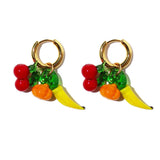 Cherry Banana Hoops Dangle Drop Earrings Geometric Stylish