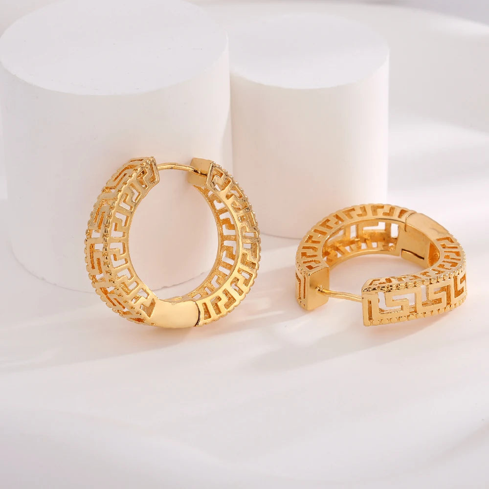 Hoop Earrings 18K Dubai Ethiopian African Style for Party Weddings
