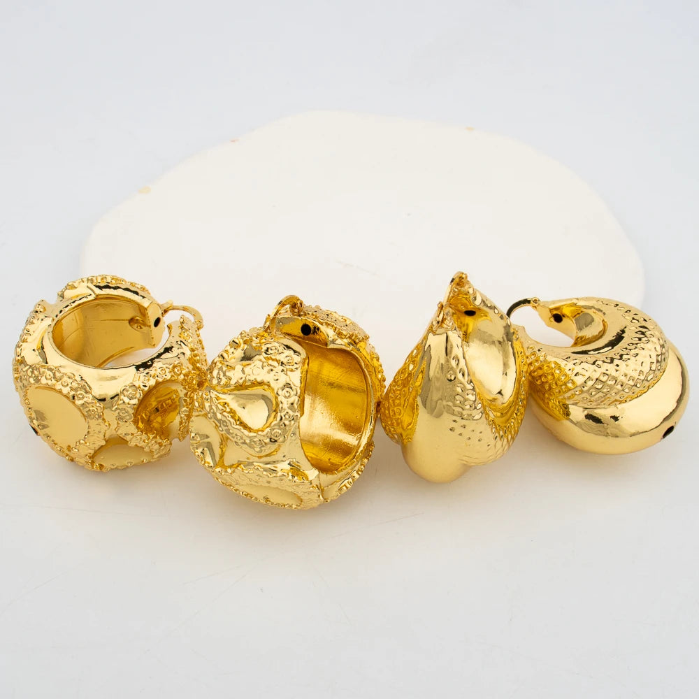 Ethiopian African Hoop Earrings for Women - Plated Jewelry