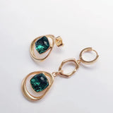 Asymmetrical Square Stud Earrings with Austrian Crystal