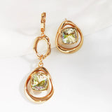 Square Studs Earings with Austrian Crystal Christmas Bijoux Gift
