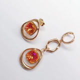 Asymmetrical Square Stud Earrings with Austrian Crystal