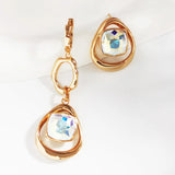 Square Studs Earings with Austrian Crystal Christmas Bijoux Gift