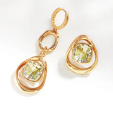 Square Studs Earings with Austrian Crystal Christmas Bijoux Gift