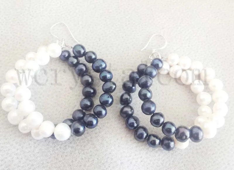 Hoop Earrings Freshwater Pearl 7-8mm