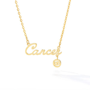 Zodiac Necklaces Stainless Steel Astrology Constellation Coin Sign Dainty Chain