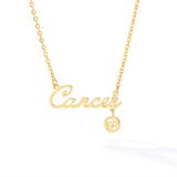 Zodiac Necklaces Stainless Steel Astrology Constellation Coin Sign Dainty Chain