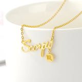 Zodiac Necklaces Stainless Steel Astrology Constellation Coin Sign Dainty Chain