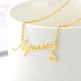 Zodiac Necklaces Stainless Steel Astrology Constellation Coin Sign Dainty Chain