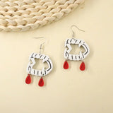 Bloody Eyes Halloween Earrings Bat Skull Record Drop Earrings