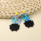 Bloody Eyes Halloween Earrings Bat Skull Record Drop Earrings