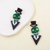 Bloody Eyes Halloween Earrings Bat Skull Record Drop Earrings