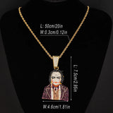 Horror Clown Pendant Iced Out Bling Chain 69 Halloween Cosplay Necklace