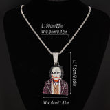 Horror Clown Pendant Iced Out Bling Chain 69 Halloween Cosplay Necklace