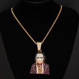 Horror Clown Pendant Iced Out Bling Chain 69 Halloween Cosplay Necklace