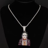 Horror Clown Pendant Iced Out Bling Chain 69 Halloween Cosplay Necklace