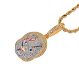 Chucky Hip Hop Iced Out CZ Pendant Necklace 24'' Chain