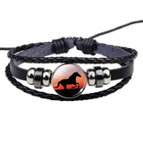 Horse Bracelet Crazy Horse Jewelry Punk Leather Glass Button Bracelet