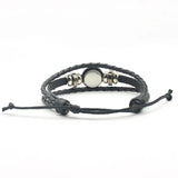 Horse Bracelet Crazy Horse Jewelry Punk Leather Glass Button Bracelet