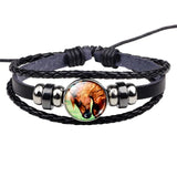 Horse Bracelet Crazy Horse Jewelry Punk Leather Glass Button Bracelet