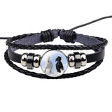 Horse Bracelet Crazy Horse Jewelry Punk Leather Glass Button Bracelet