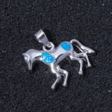 Horse Fire Opal Pendant Silver Plated Women Jewelry