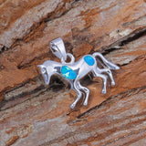Horse Fire Opal Pendant Silver Plated Women Jewelry