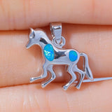 Horse Fire Opal Pendant Silver Plated Women Jewelry