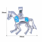 Horse Fire Opal Pendant Silver Plated Women Jewelry