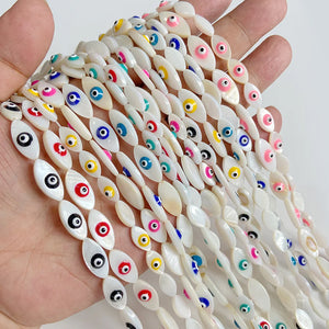 Evil Eye Shell Bead Charm Natural Mother of Pearl Amulet Beads