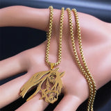 Horse Head Pendant Necklace Stainless Steel Animal Jewelry Gift N2026