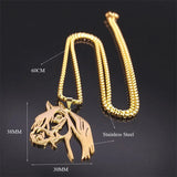 Horse Head Pendant Necklace Stainless Steel Animal Jewelry Gift N2026