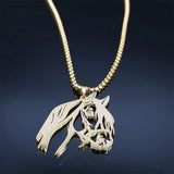 Horse Head Pendant Necklace Stainless Steel Animal Jewelry Gift N2026