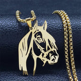 Horse Head Pendant Necklace Stainless Steel Animal Jewelry Gift N2026