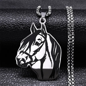 Horse Head Pendant Necklace Stainless Steel Chain Necklaces