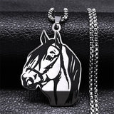 Horse Head Pendant Necklace Stainless Steel Chain Necklaces