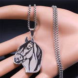 Horse Head Pendant Necklace Stainless Steel Chain Necklaces