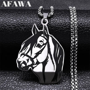 Horse Head Pendant Necklace Stainless Steel Chain Necklaces