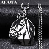 Horse Head Pendant Necklace Stainless Steel Chain Necklaces