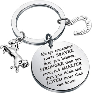 Horse Inspirational Keychain Always Remember You're Braver Than You Believe