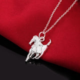 925 Silver Horse Pendant Necklace Men&Women Gift